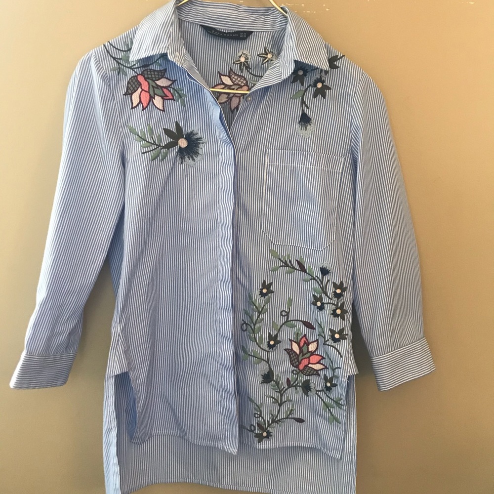 Zara Embroidered Poplin Shirt